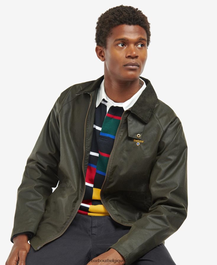 vêtements Barbour veste de cire d\'université tartan marine/lierre Hommes T2L6ZP54