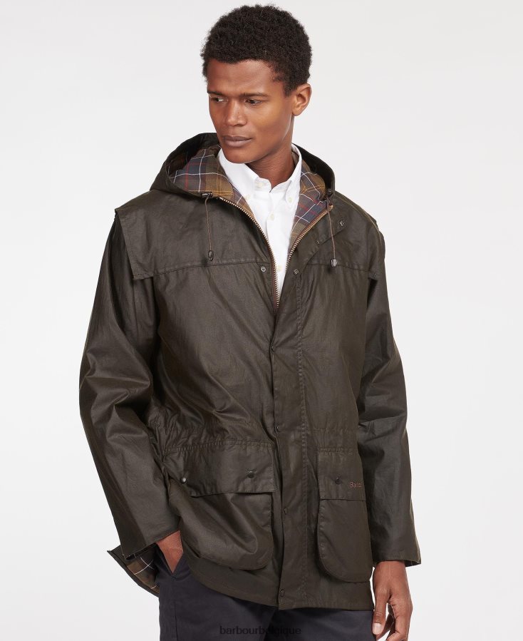 vêtements Barbour veste en cire durham classique olive Hommes T2L6ZP43