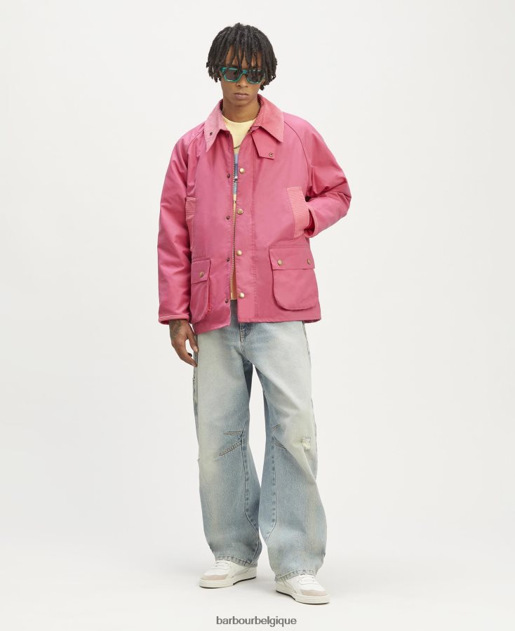 vêtements Palm Angels x Barbour veste cirée malik bedale rose vif Hommes T2L6ZP72