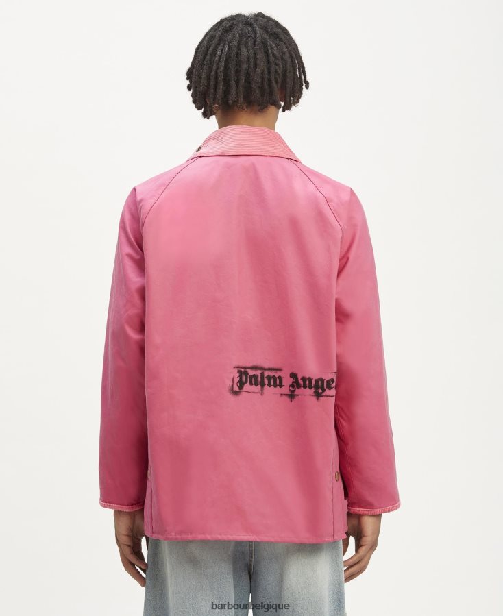 vêtements Palm Angels x Barbour veste cirée malik bedale rose vif Hommes T2L6ZP72