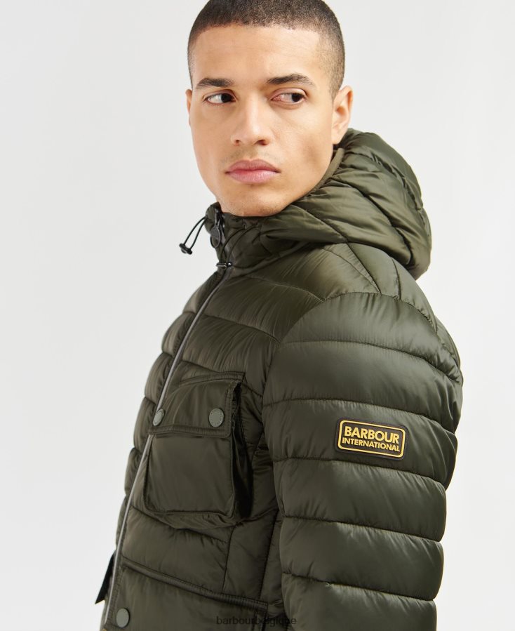 vêtements Barbour veste matelassée à capuche racer ouston sage Hommes T2L6ZP115
